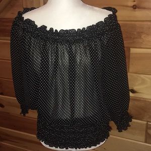 Sheer polka dot black and white top